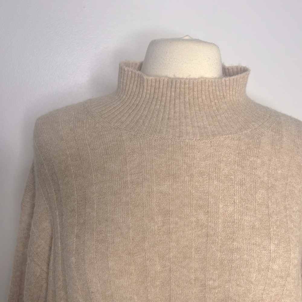 J. Crew Beige Ribbed Cowl Turtleneck Sweater - Picture 3 of 9